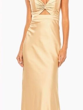 Mac Duggal size 10 Satin Slip Maxi Dress in gold